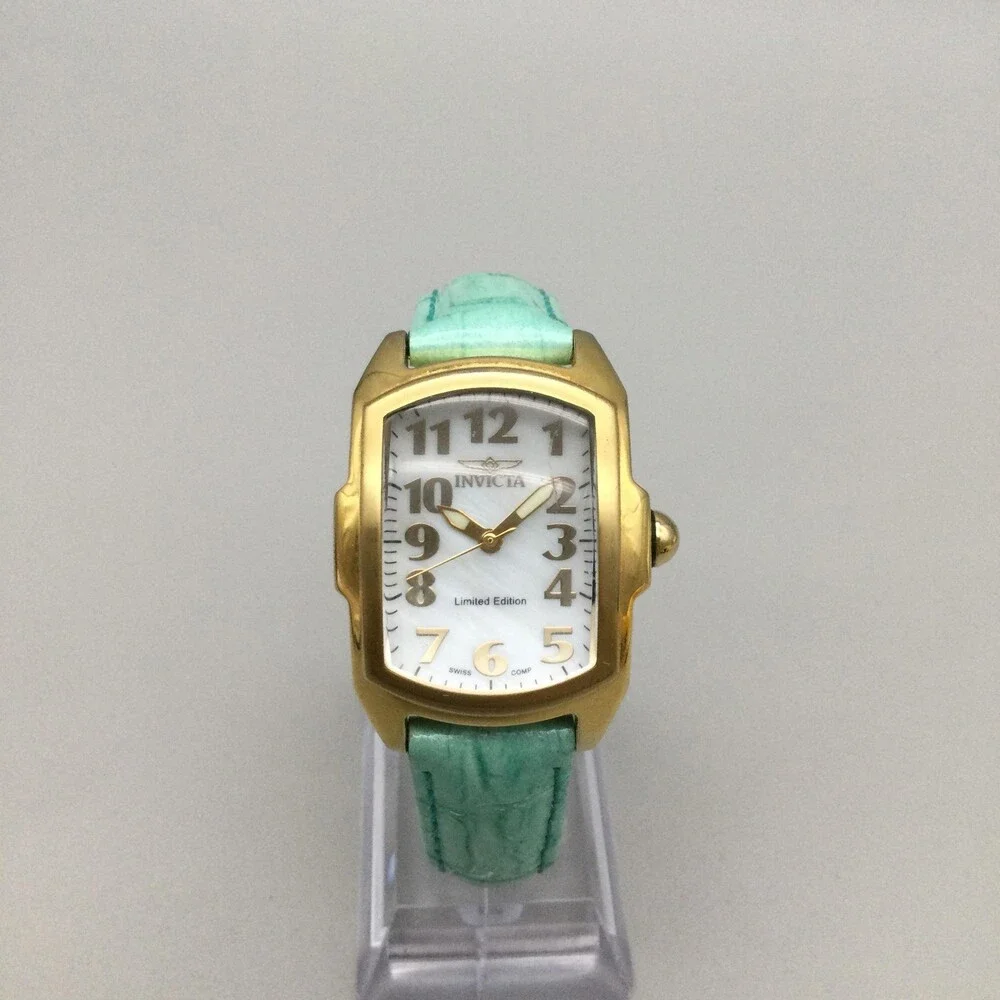 Invicta Lupah Music Crystal Women Watch 29mm Gold Tone Leather LE New Battery